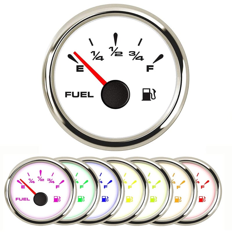 SAMDO Universal Fuel Gauge Digital Fuel Level Gauge Marine Fuel Meter Full Waterproof Signal Adjustable 7 Color Backlight 52mm 12V/24V 0-190ohm, 240-33ohm, 240-30ohm, 0-180ohm, 10-180ohm - Image 2